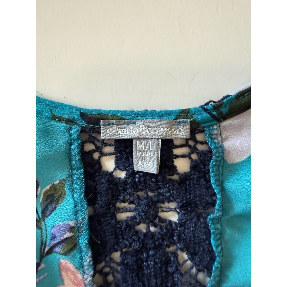 Floral Kimono Cardigan Lace Crochet Sheer Cottage Beach Boho Open Front Duster M - Picture 11 of 15